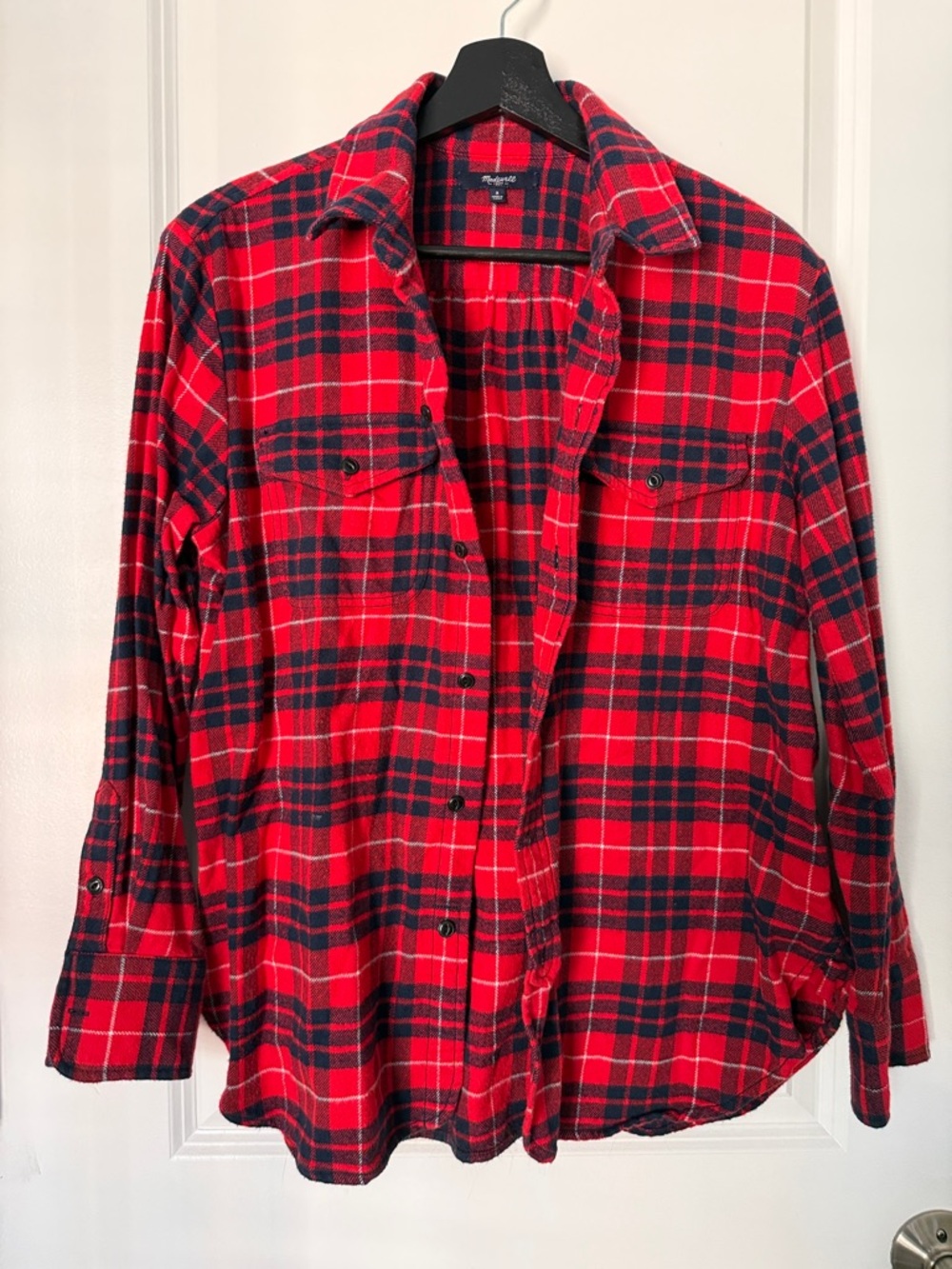 Madewell Red and Black Plaid Button-Down Shirt